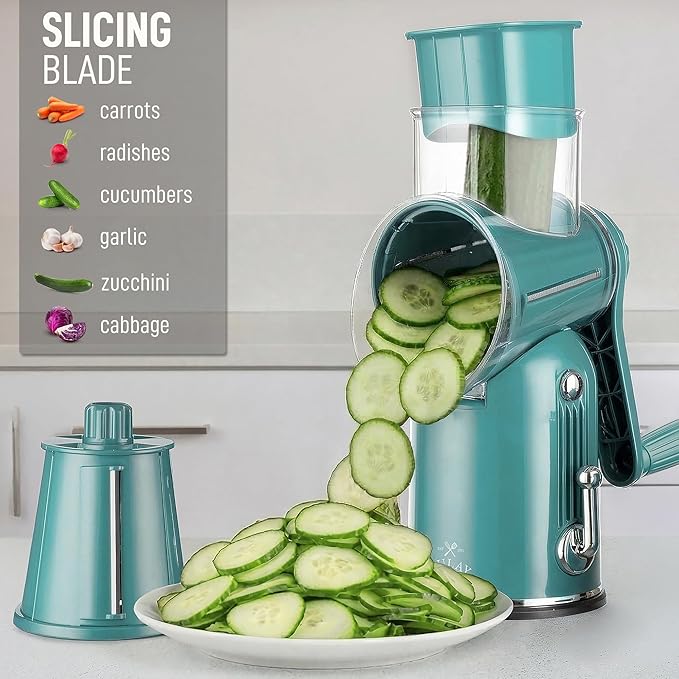 Zulay Kitchen Rotary Cheese Grater 5 Blade Cheese Shredder - Image 5
