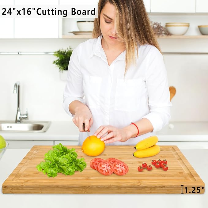 Utoplike Extra Large XXXL Bamboo Cutting Board 24 x16 Inch, Largest Wooden - Image 7