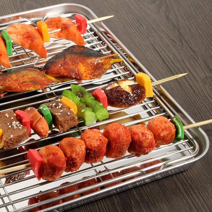 Wildone Baking Sheet with Rack Set, Stainless Steel Cookie Pan baking Tray with - Image 7