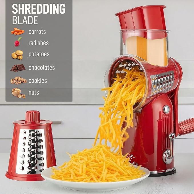 Zulay Kitchen Rotary Cheese Grater 5 Blade Cheese Shredder - Image 3