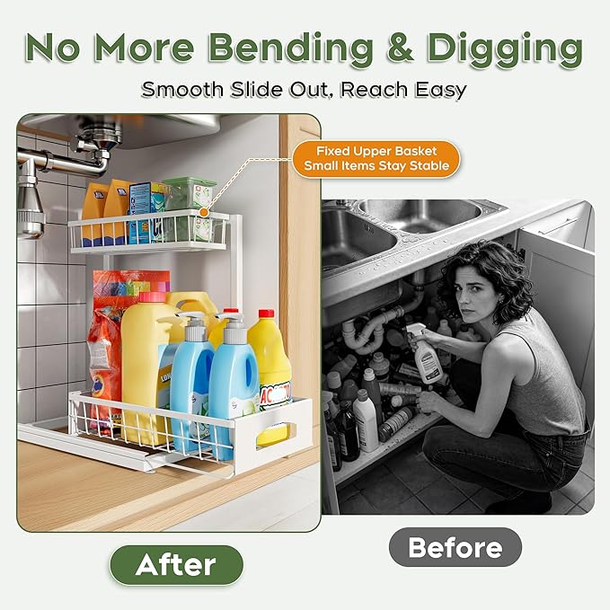 Under Sink Organizer, 2 Pack Cabinet Organizer - Image 3