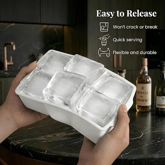 KitchFort Large Silicone Ice Cube Tray, Easy Release 2" Big Ice Cubes - Image 3