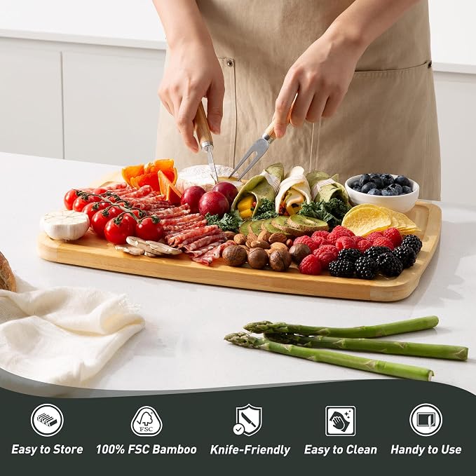 Bamboo Cutting Board Set Non Slip Feet - Image 7
