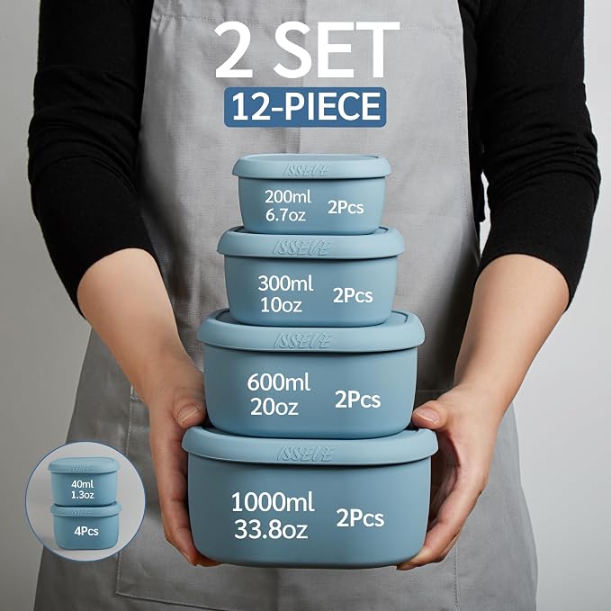 ISSEVE 12Pcs/Set Nesting Silicone Food Storage Containers - Image 2