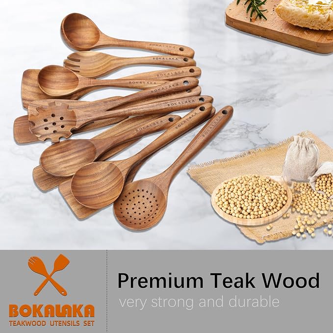 Wooden Spoons for Cooking, 12 Pack Wooden Utensils for Cooking Wooden Cooking - Image 6