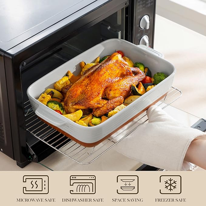 MALACASA Lasagne Dishes for Oven, 4.8 Qt Ceramic Oven Dish - Image 4