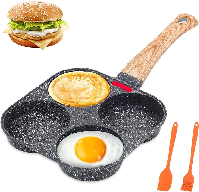 AHFLRITO 4-Cup Egg Pan Nonstick, Healthy Aluminum Omelette Pan, Breakfast by AHFLRITO