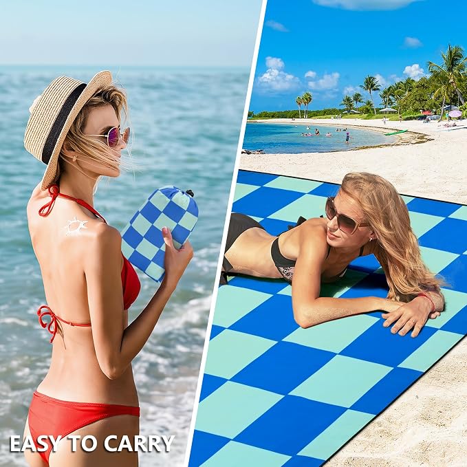 HIHOHO Beach Blanket Waterproof Sandproof Extra Large Beach Mat 79" X - Image 4