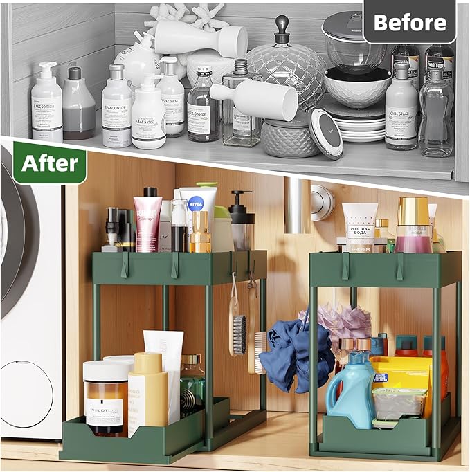 Simple Trending Under Sink Organizer 2 Pack, Sink Pull-Out Sliding Storage - Image 3