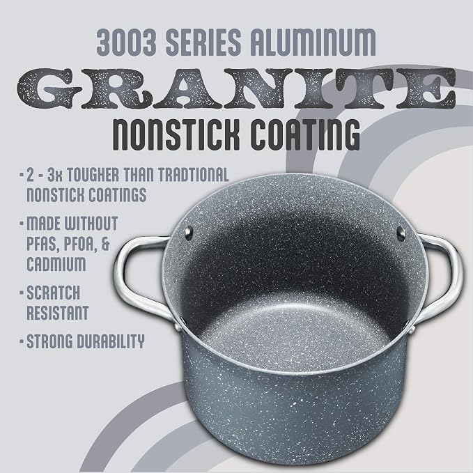 Concord Granite Nonstick 7 Quart Stock Pot Cookware Set - Image 3