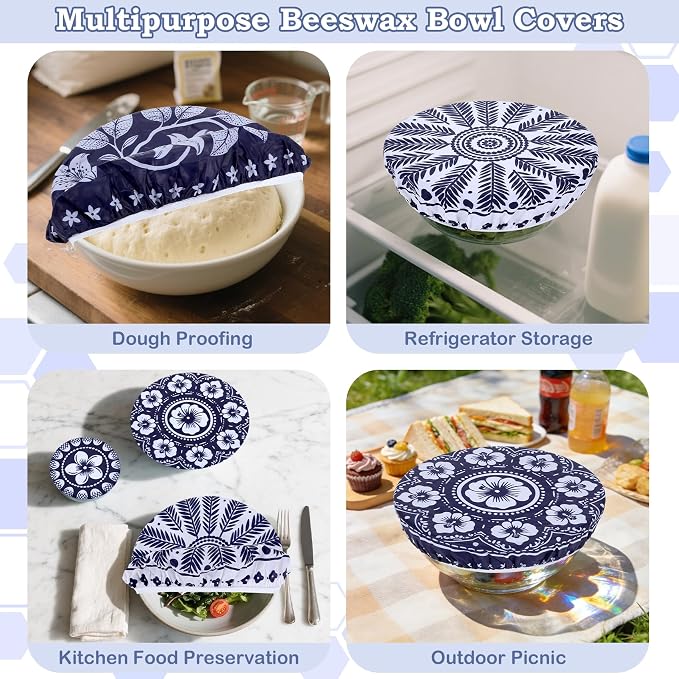 5-Size Reusable Beeswax Bowl Covers - Image 5