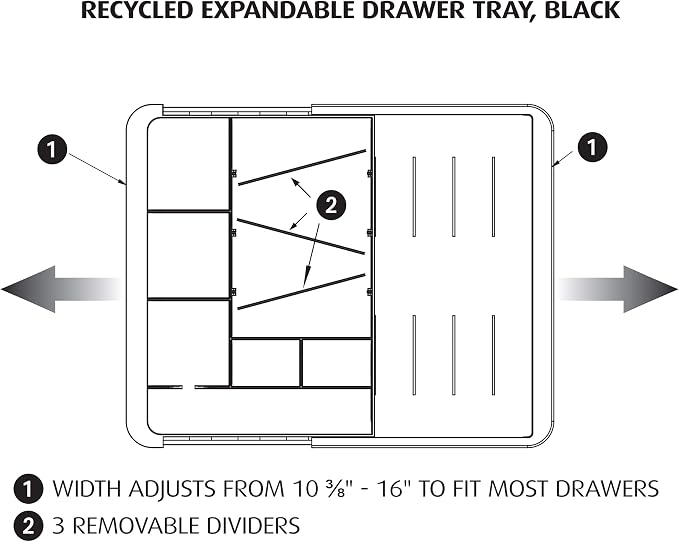 Officemate Expandable Drawer Organizer Tray, Adjustable 10.3"–16" Width - Image 6