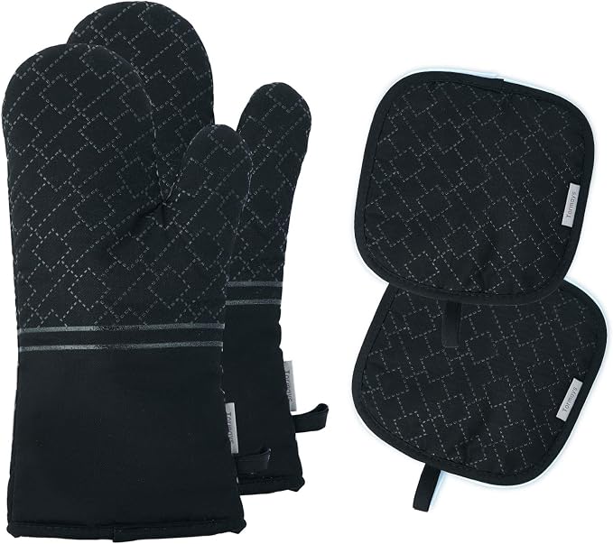 4Pcs Oven Mitts and Pot Holders Set, 572F Heat Resistant Oven Glove, Soft by Tormays