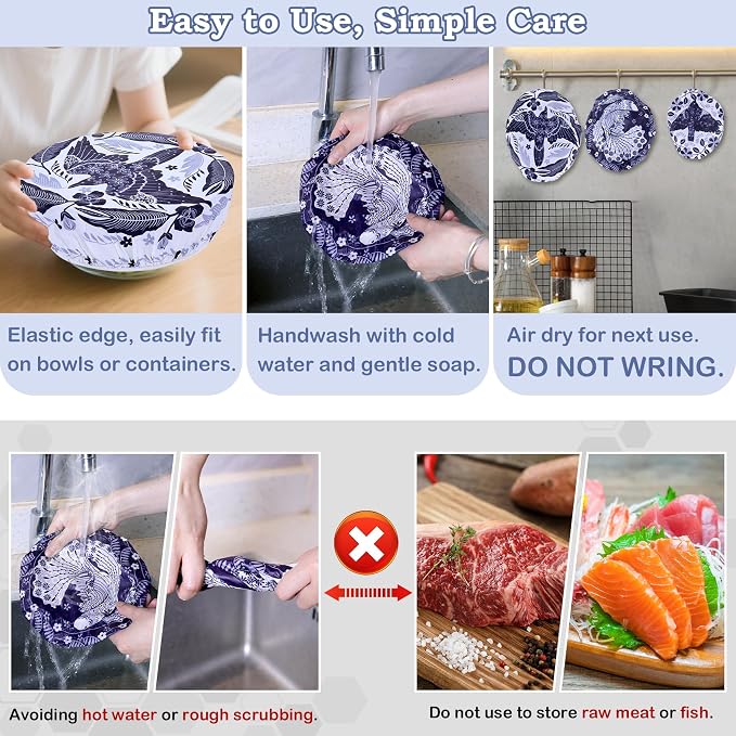 5-Size Reusable Beeswax Bowl Covers - Image 6
