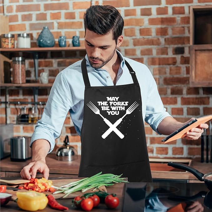 Xornis 100% Cotton Funny Apron for Men Women Adjustable Bib Aprons - Image 6