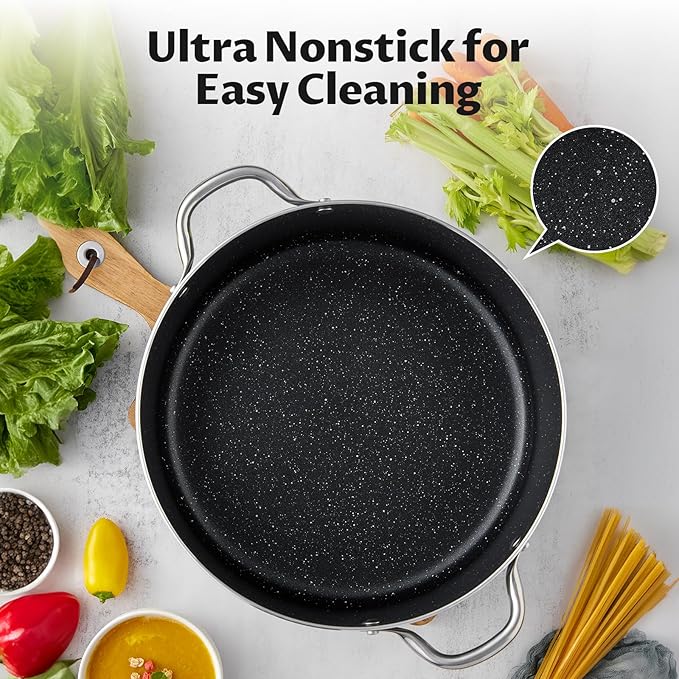 BEZIA 12 Quart Cooking Pot, Large Non Stick Induction Stock Pots - Image 3