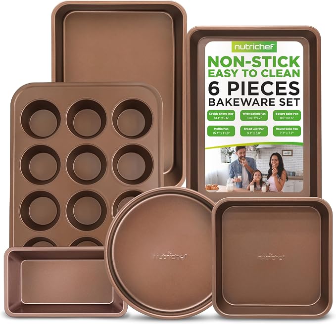 NutriChef 6-Piece Nonstick Bakeware Set, Carbon Steel Baking Pans Set, Includes by NutriChef%E2%84%A2Kitchen