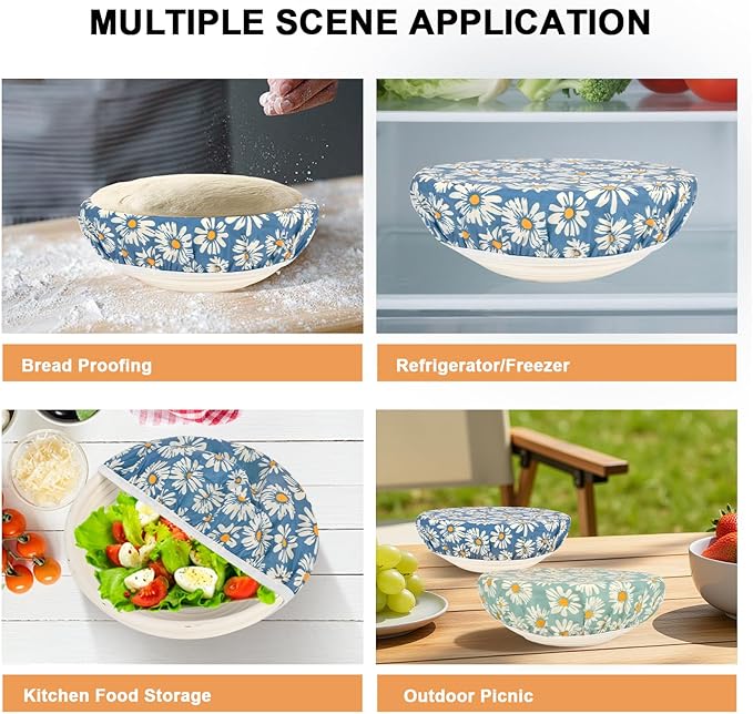 Reusable Bowl Covers for Bread Proofing（2 Large）- Cotton Beeswax Bowl Covers - Image 5