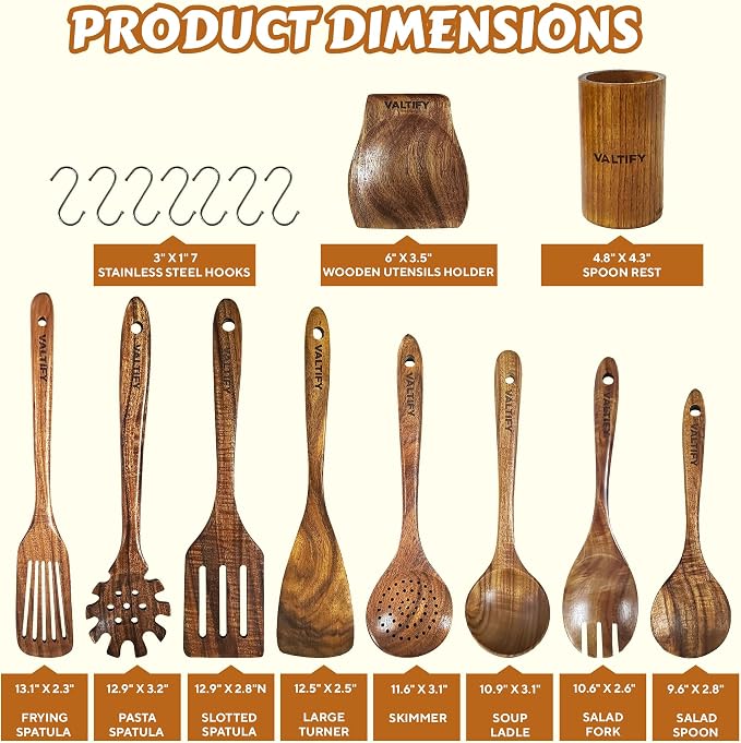 Kitchen Utensil Set | 17-Piece Wooden Cooking Utensils - Image 4