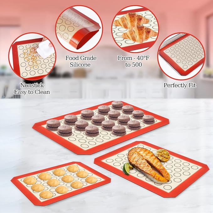 Baking Sheet with Silicone Baking Mat Set, CEKEE Stainless Steel Baking Sheet - Image 4