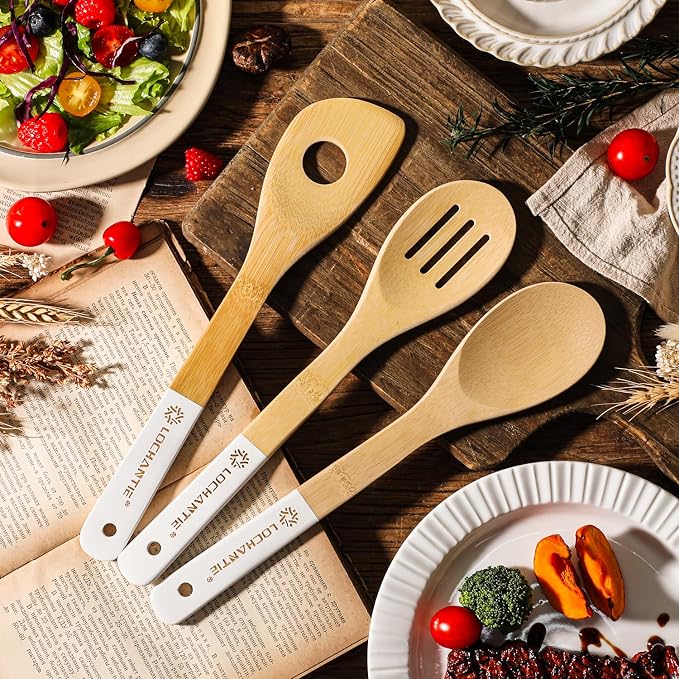 Wooden Spoons for Cooking Bamboo Utensils Set - Image 7