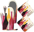 Red Wine Bottle Oven Mitts and Pot Holders Sets, Silicone Kitchen Mitts by Unknown