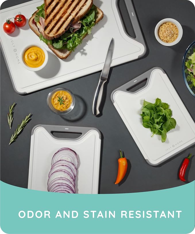 Cutting Boards for Kitchen, Plastic Cutting Board Set of 3, Dishwasher Safe - Image 4