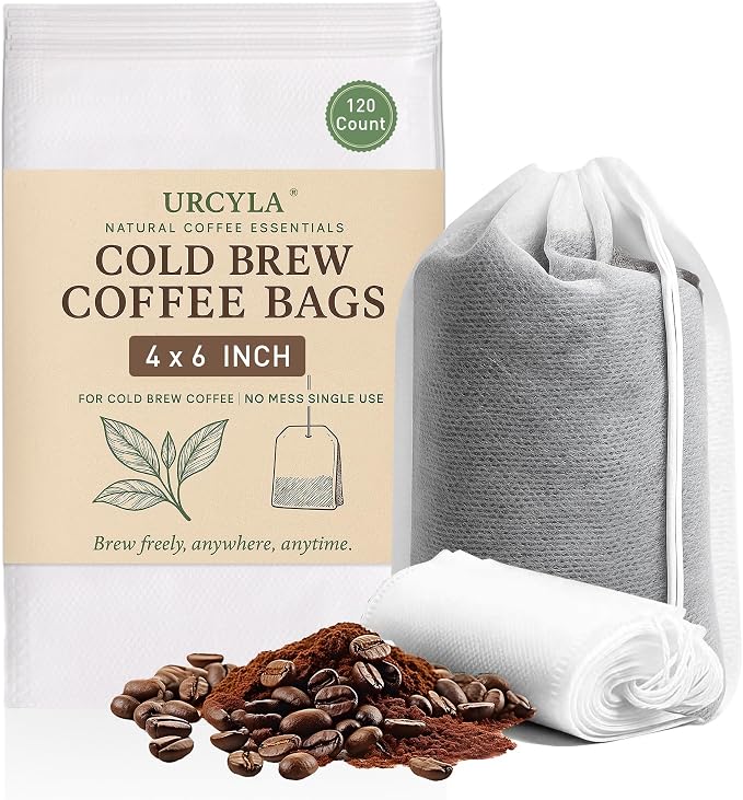 Cold Brew Bags, 4 * 6 Inch Fine Mesh Drawstring Pouches, Fits Mason Jars & by URCYLA