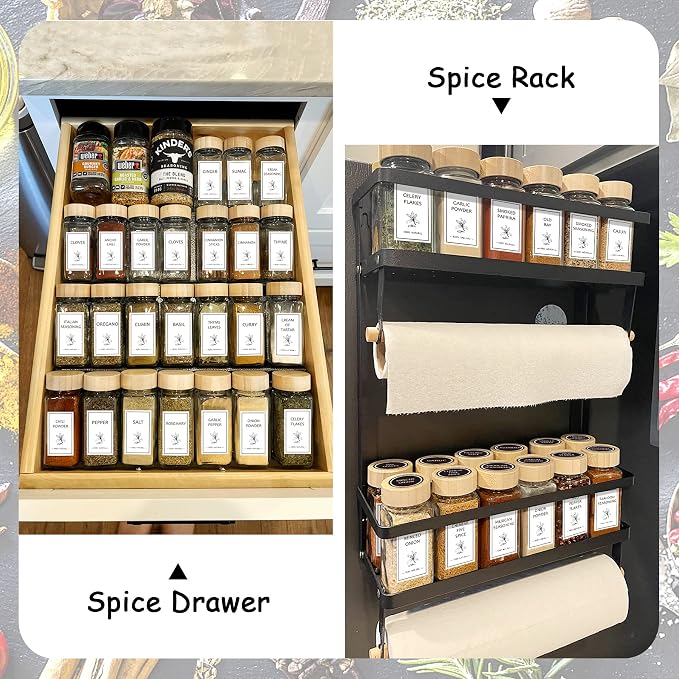 Aliggbent Spice Jars with Lable, Spice Containers Bottles, Glass Seasoning Jars - Image 5