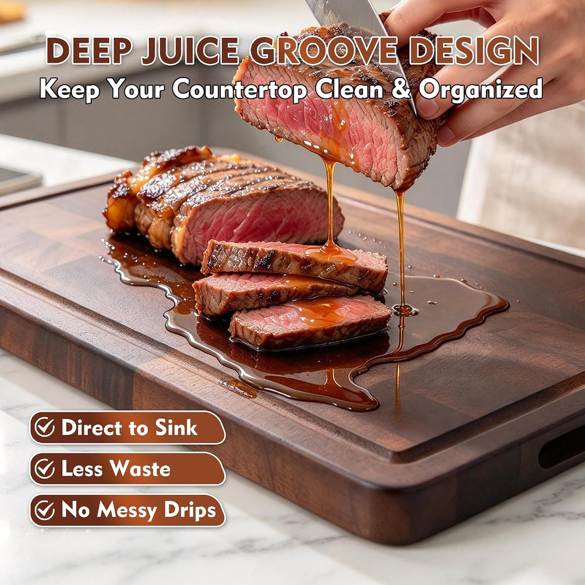 3 Pack Walnut Wood Cutting Boards For Kitchen End Grain Wooden Board