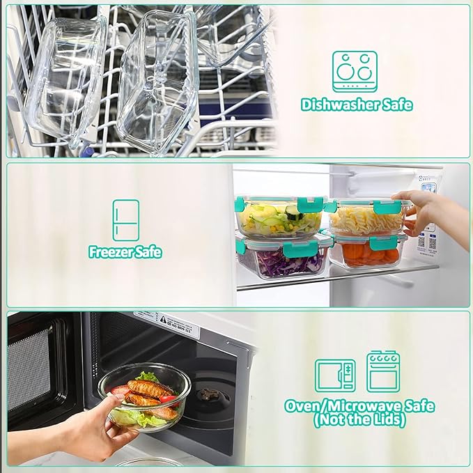MCIRCO 8-Pack 30 oz Glass Meal Prep Containers - Image 4