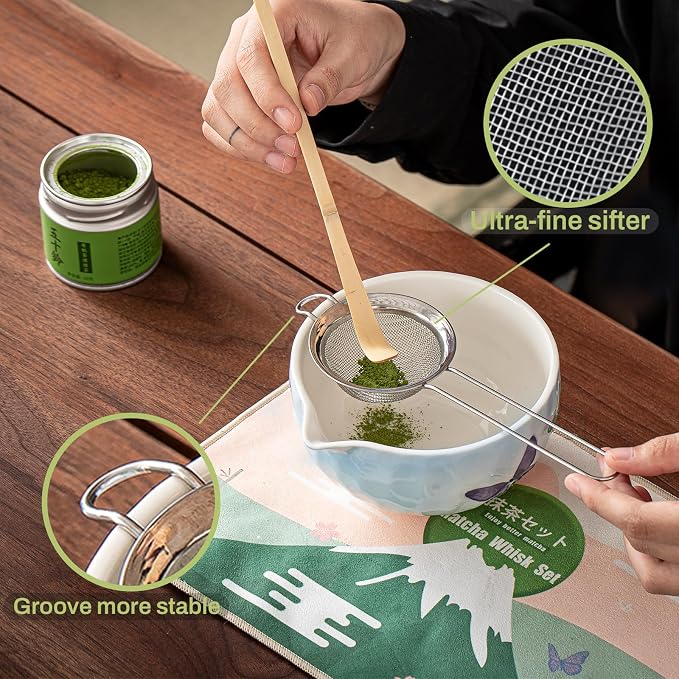 Clay&Fire Matcha Whisk Set，9 Pcs Ceramic Matcha Set, 15 OZ Matcha Bowl - Image 3
