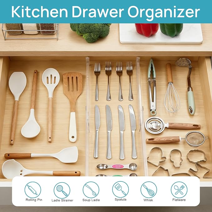 Vtopmart 4 Pack Shallow Drawer Dividers, 2.36" High 12.5"-20.8" Adjustable - Image 7