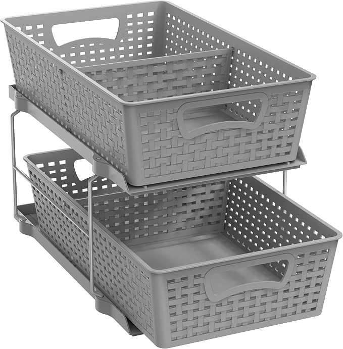 Simple Houseware 2 Tier Bathroom Organizer Tray Pull-Out Sliding Drawer by SimpleHouseware