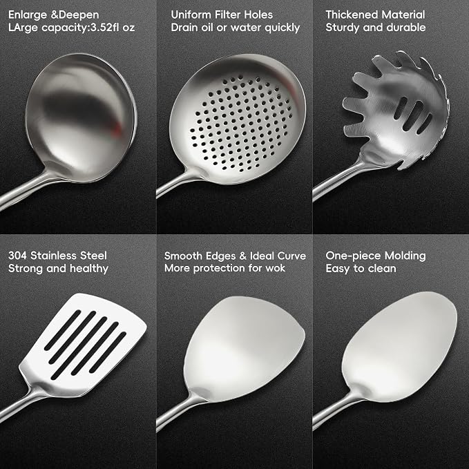 Izurok 18/10 Stainless Steel Kitchen Utensils Set, 10 Piece Cooking Utensils - Image 3