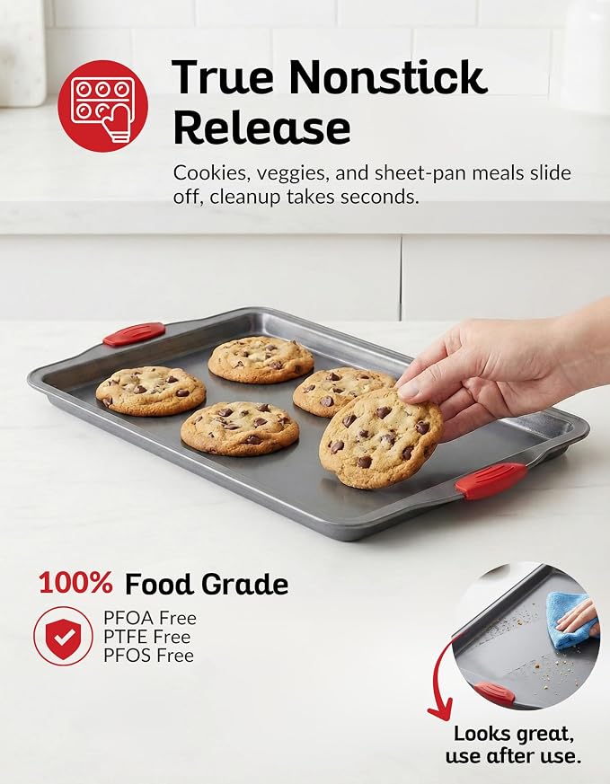 Boxiki Kitchen Nonstick Baking Sheet Pan – Heavy-Gauge Carbon Steel, and - Image 3