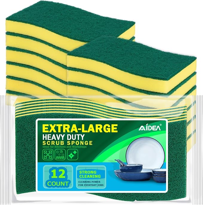 AIDEA Sponges Kitchen, XL Heavy Duty Dish Sponge, Cleaning Dish Scrubber Sponge by AIDEAHOME