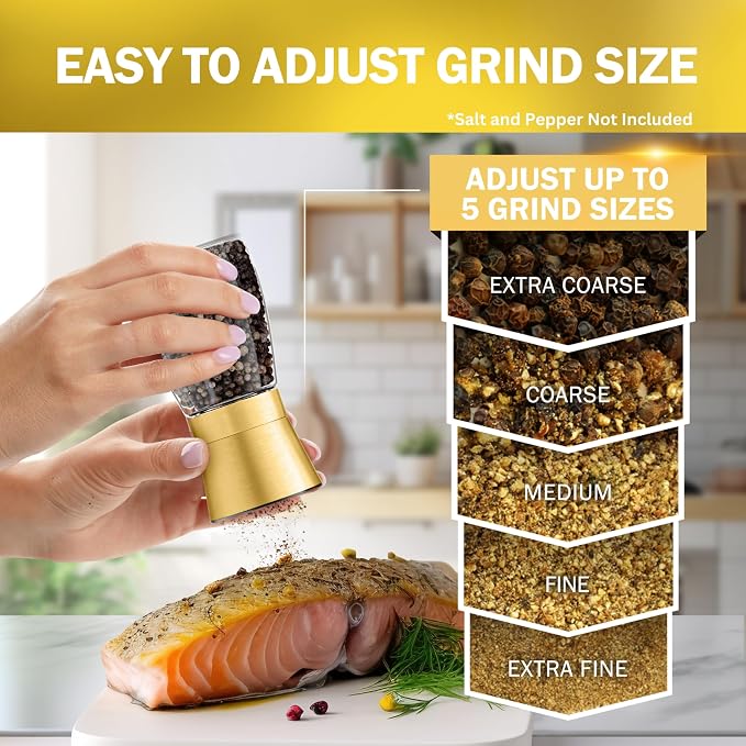 Home EC Original Gold Salt and Pepper Grinder Set of 2 - Image 3