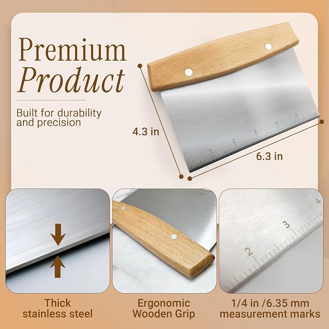 Multipurpose Bench Scraper, Dough Scraper and Dough Cutter - Image 2