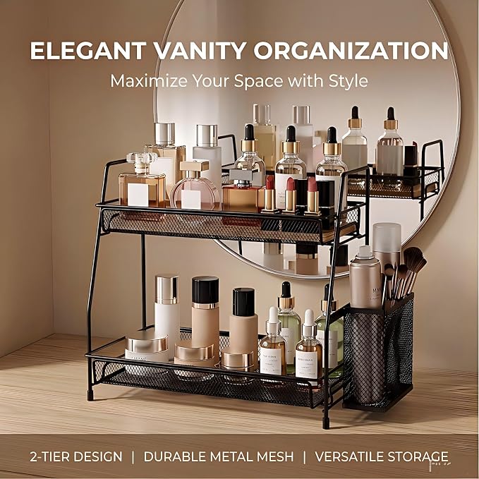 LEMIKKLE 2-Tier Bathroom Countertop Organizer, Makeup Countertop Organizers - Image 4
