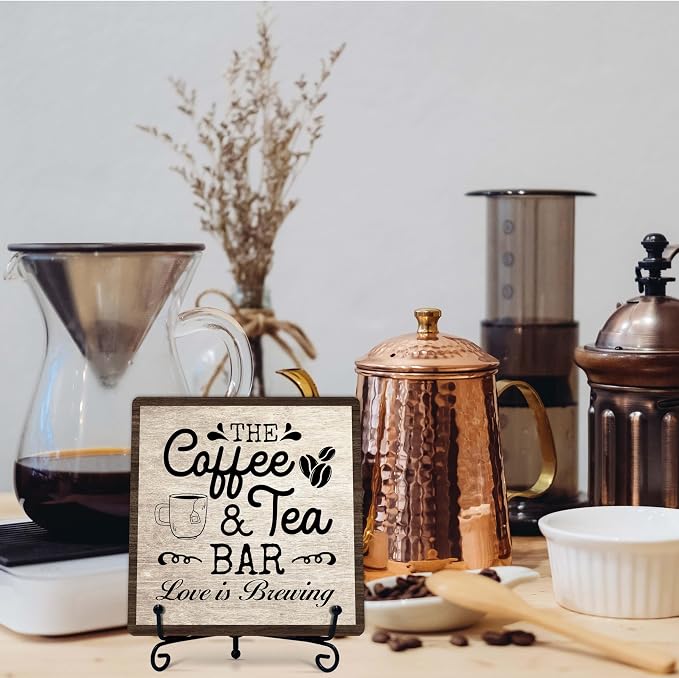Coffee Bar Sign, Love is Brewing Farmhouse Tabletop Decor, Coffee and Tea Lover - Image 7