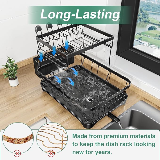 Dish Drying Rack, 2-Tier Large Dish Drying Rack - Image 4