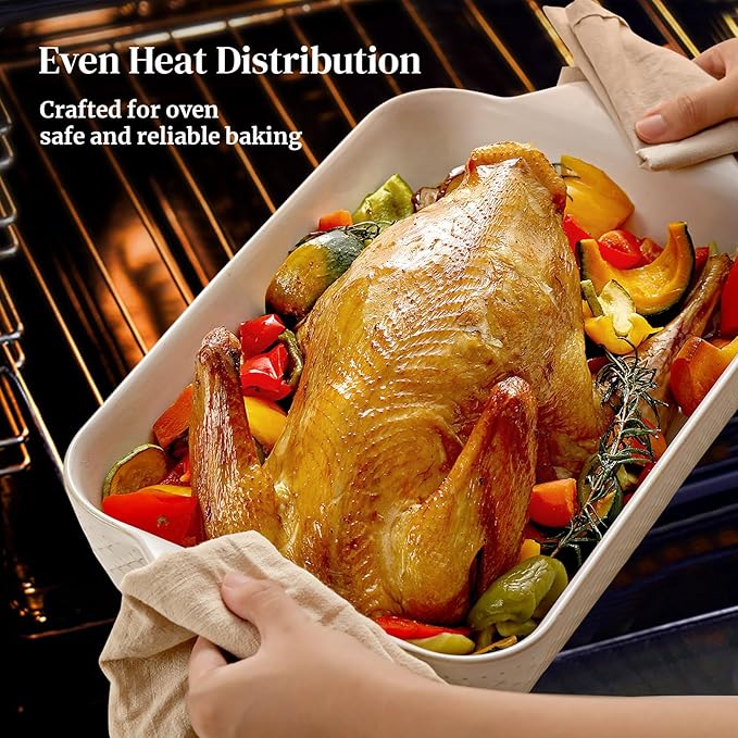 DOWAN 9x13 Deep Lasagna Baking Dish, Ceramic Casserole Dish - Image 3