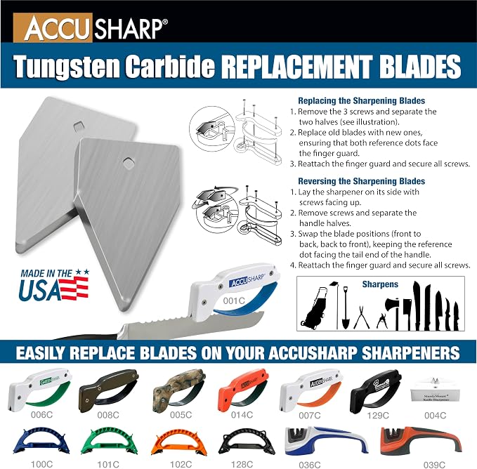 AccuSharp Knife Sharpener Blades, Tungsten Carbide Replacement Blades, 2 Pieces - Image 8