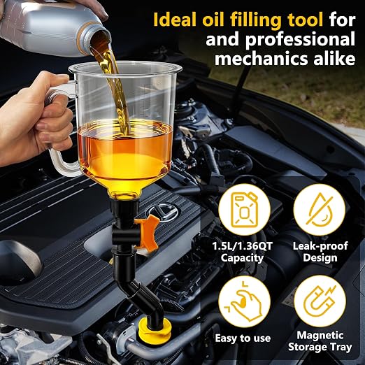18 Pack No Spill Engine Oil Funnel Kit，1.59QT/1.5L Automotive Oil Funnel Set， 2 - Image 4