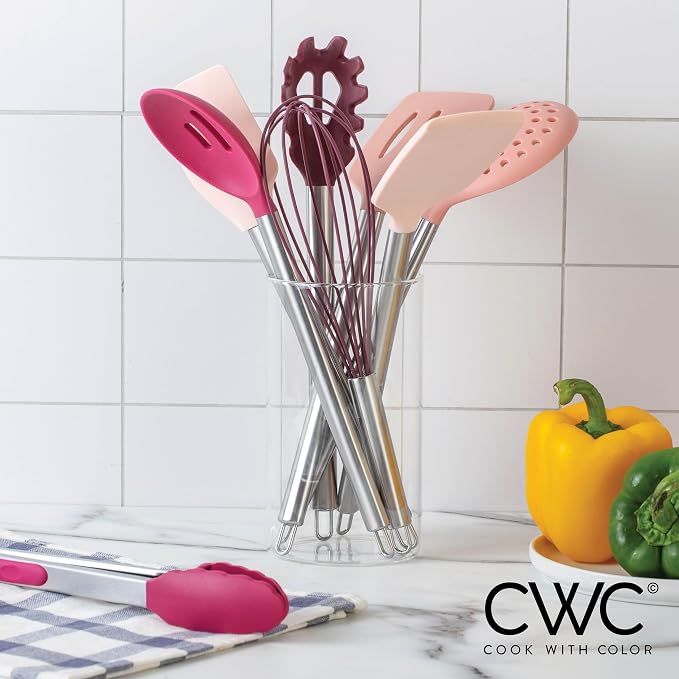 COOK WITH COLOR Silicone Cooking Utensils, Kitchen Utensil Set, Cooking Utensils - Image 8