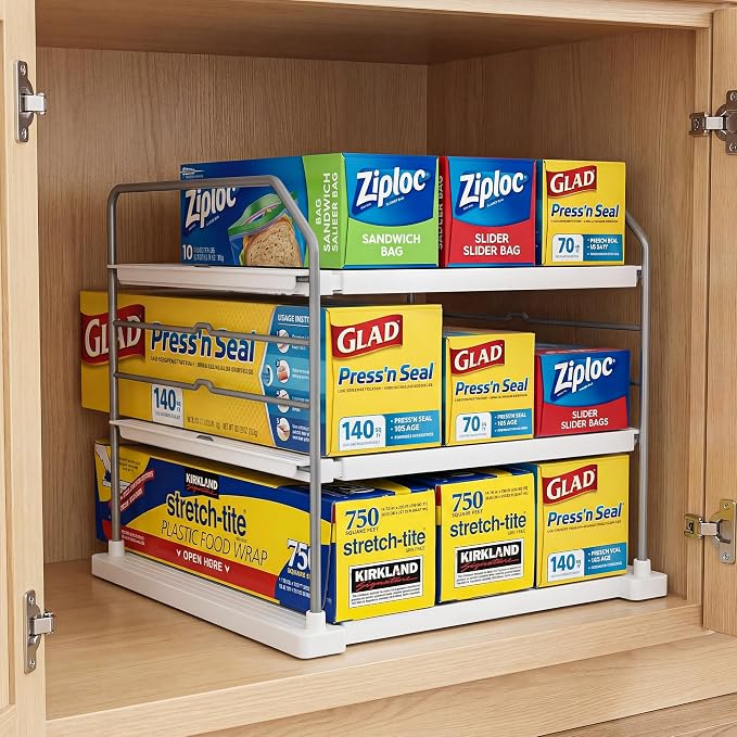 EVERIE Extendable 3-Tier Kitchen Cabinet & Pantry Organizer - Image 2