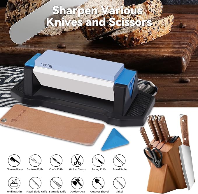 Knife Sharpening Stone, tri stone knife sharpener, 3 Sides Grit 400/1000/5000 - Image 6