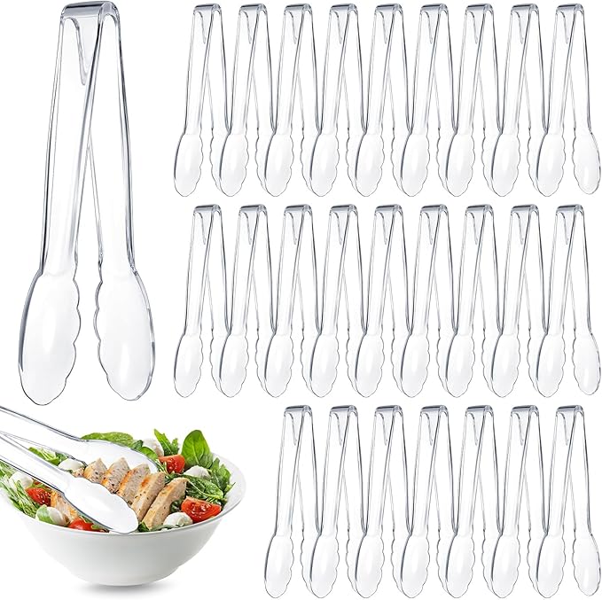 Tessco for you 25 Pcs Plastic Tongs for Serving Bulk, 9 Inch Plastic Disposable by Tessco