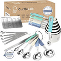 CuttleLab 22-Piece Stainless Steel Measuring Cups and Spoons Set, Tad Dash by CuttleLab